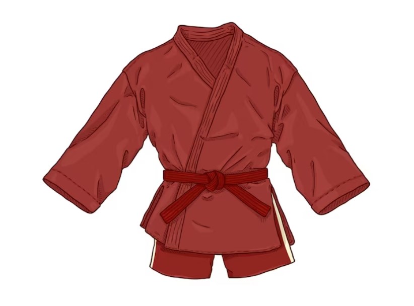 the “kurtka” (sambo uniform) in red color 